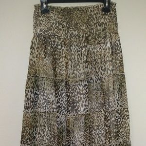 Leapord print multi tier skirt